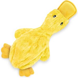 Crinkle Dog Toy for Small, Medium, and Large Breeds, Cute No Stuffing Duck with Soft Squeaker